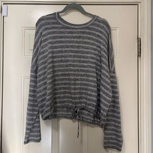 Gray and White Striped UpWest Women's Top